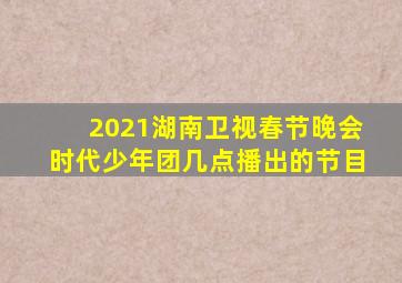 2021湖南卫视春节晚会时代少年团几点播出的节目