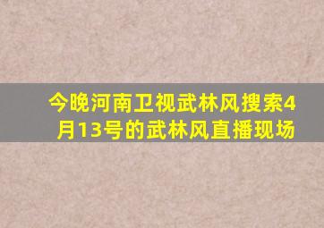 今晚河南卫视武林风搜索4月13号的武林风直播现场