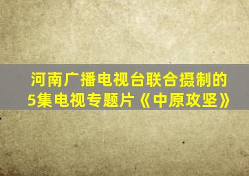 河南广播电视台联合摄制的5集电视专题片《中原攻坚》