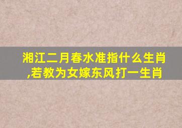 湘江二月春水准指什么生肖,若教为女嫁东风打一生肖