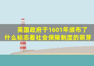英国政府于1601年颁布了什么标志着社会保障制度的萌芽