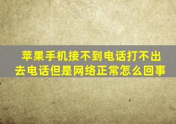 苹果手机接不到电话打不出去电话但是网络正常怎么回事